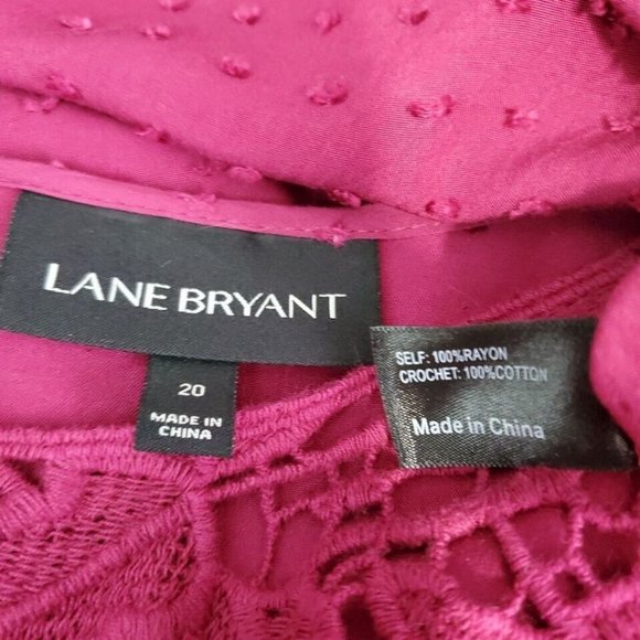Lane Bryant Top Plus Sz 20 Crochet Short Sleeve Crew Neck Pullover Purple/Red? - Picture 5 of 6